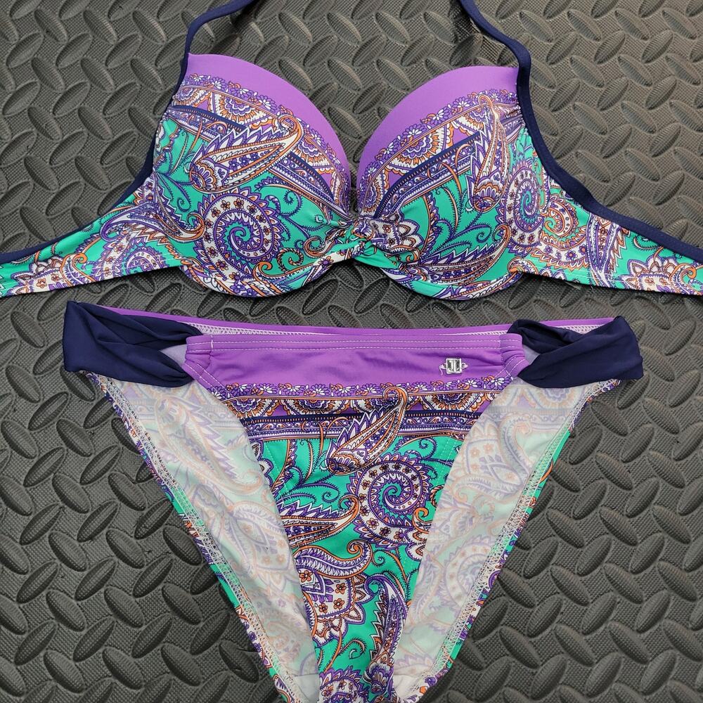 Jette for Venus Paisley Bikini Set Purple Green Boho Vacation Ready Summer